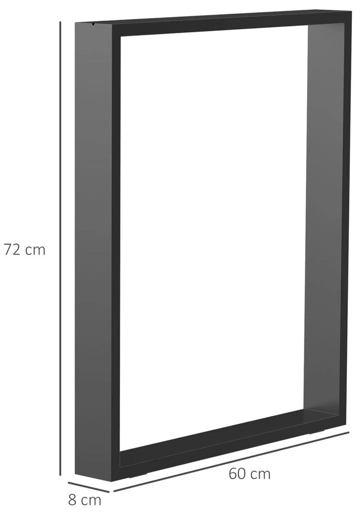 Conjunto de 2 Pés para Mesa de Aço 60x72 cm Pernas Quadradas de Mesa para Móveis de Bricolage Preto