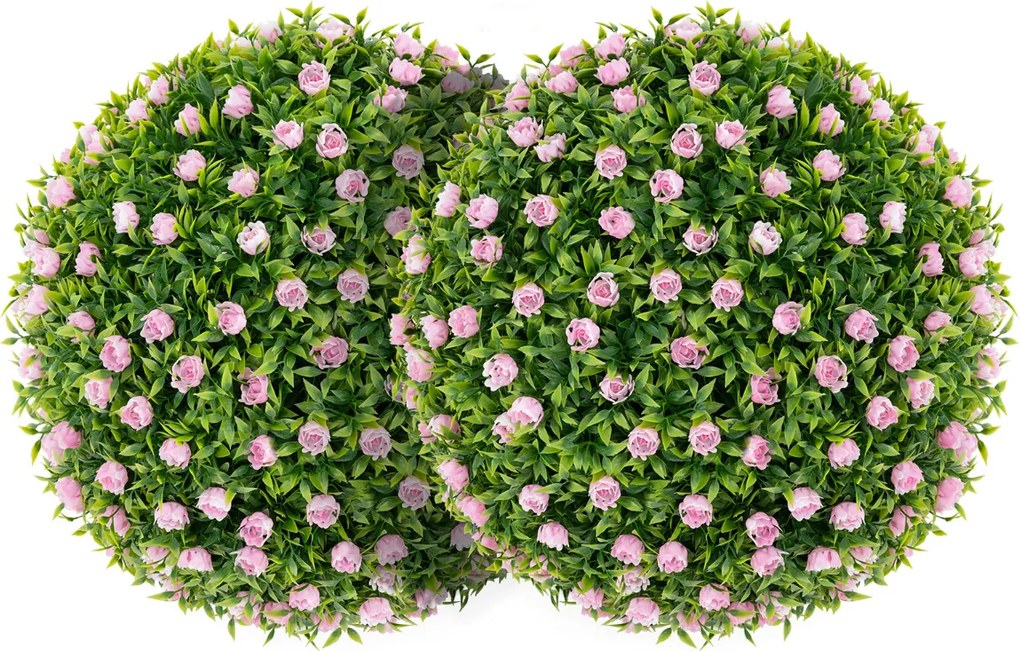 Conjunto de 2 bolas plantas artificiais 37 cm Bolas decorativas falsas com flores cor-de-rosa Verdes e rosas