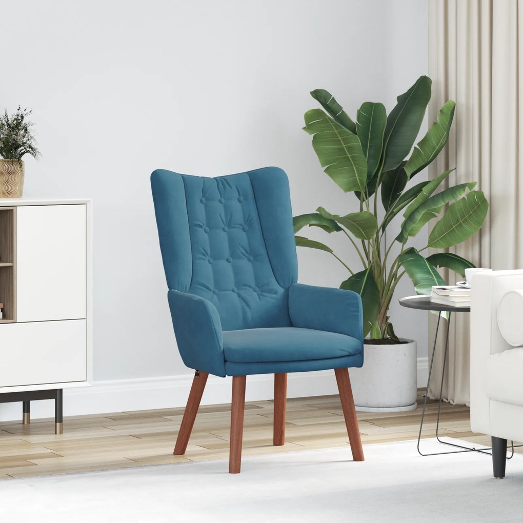 Poltrona Relaxante em Veludo Azul