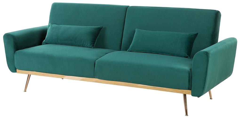 Sofá-cama de 3 lugares em veludo verde EINA Beliani