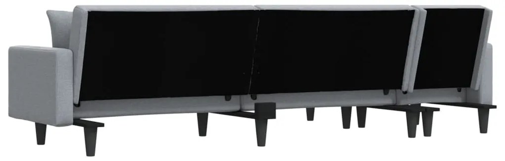 Sofá-cama em forma de L 275x140x70 cm tecido cinzento-claro