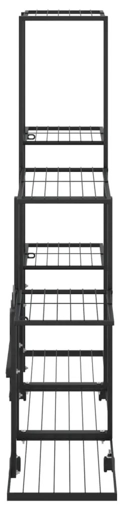 Suporte de vasos c/ rodas 94,5x25x92,5 cm metal preto