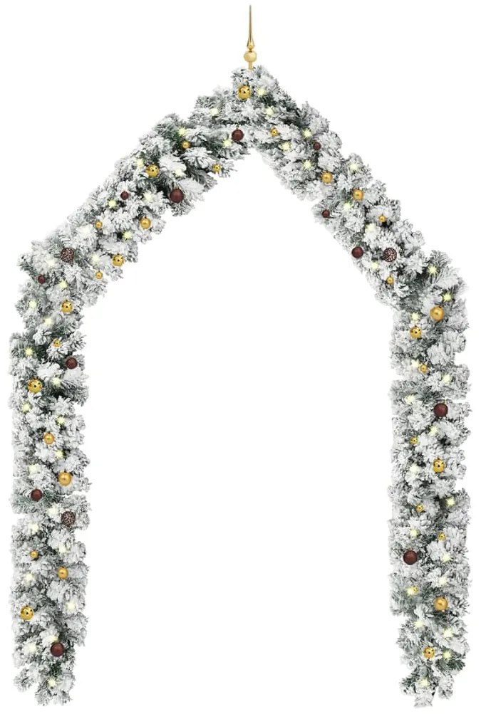 3077824 vidaXL Grinalda de Natal com luzes LED e bolas 10 m PVC verde