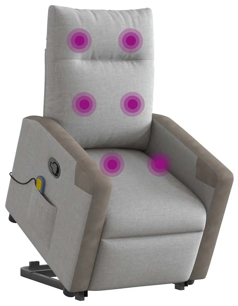 Poltrona elevatória de massagens tecido cinzento-nublado