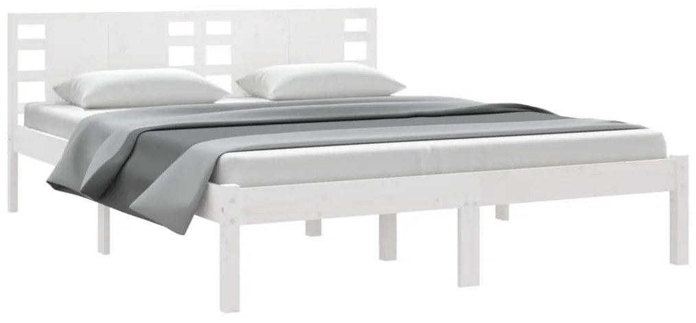 Estrutura de cama king 150x200 cm madeira maciça branco