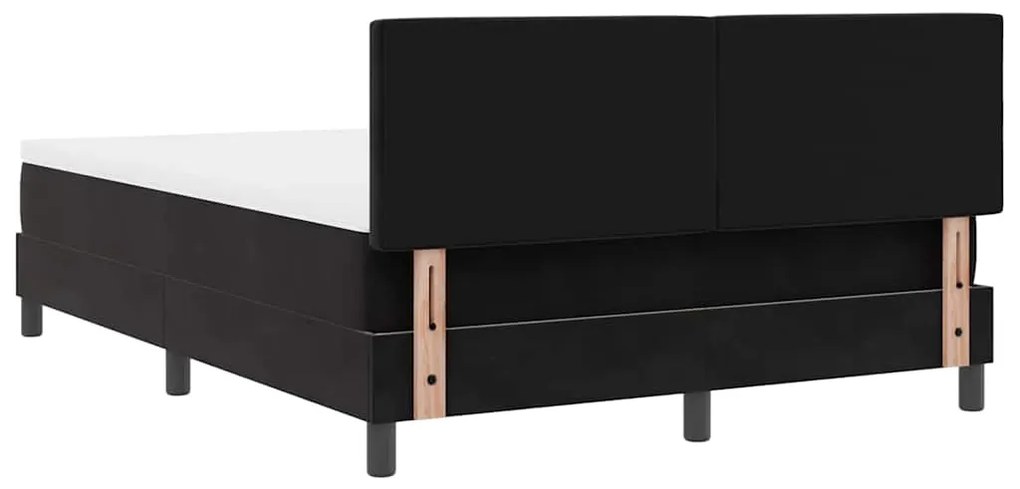 Cama Box Spring vidaXL com Colchão e LED Preta 140x190 cm Veludo