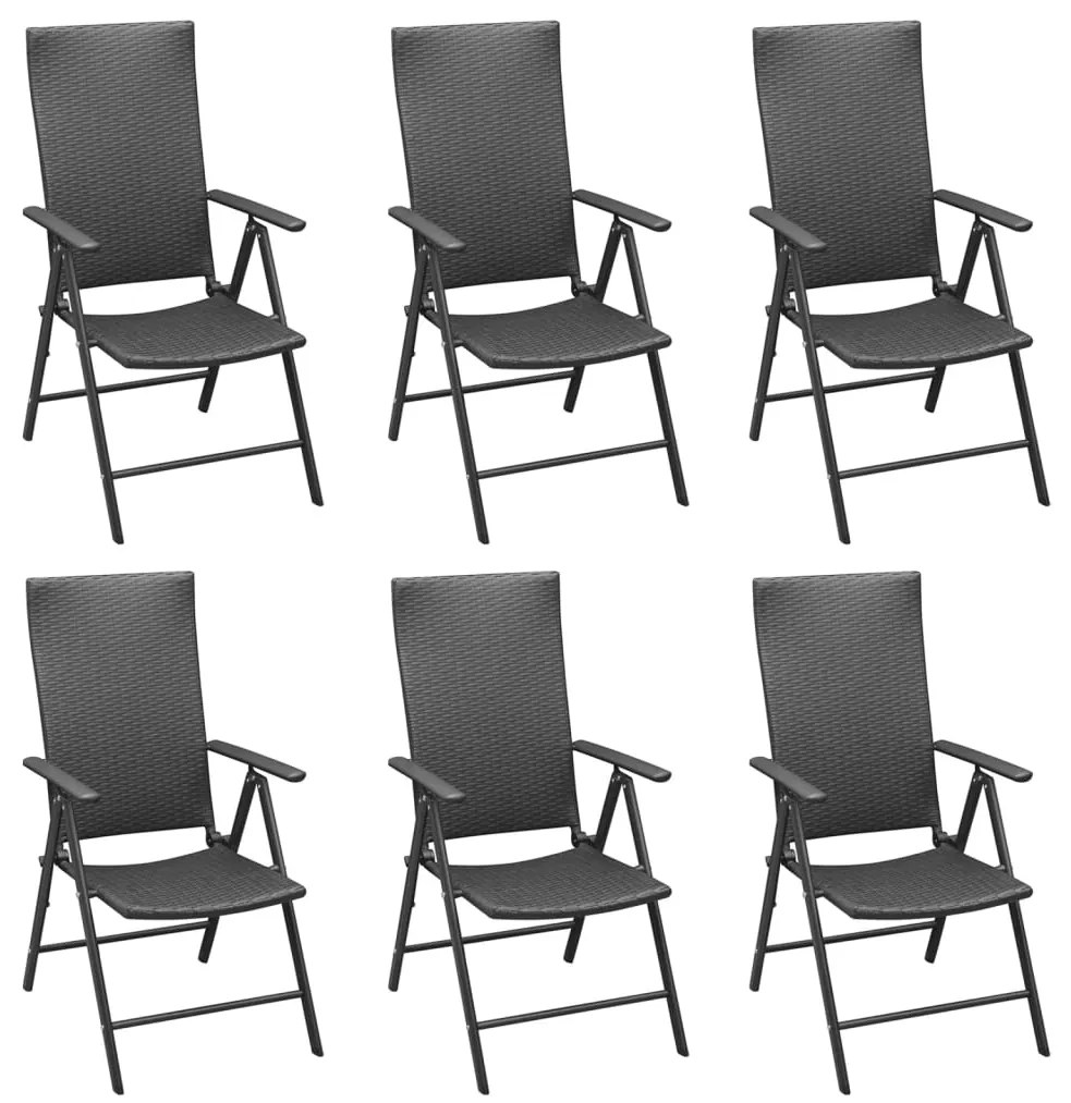 7 pcs conjunto de jantar para jardim vime PE preto