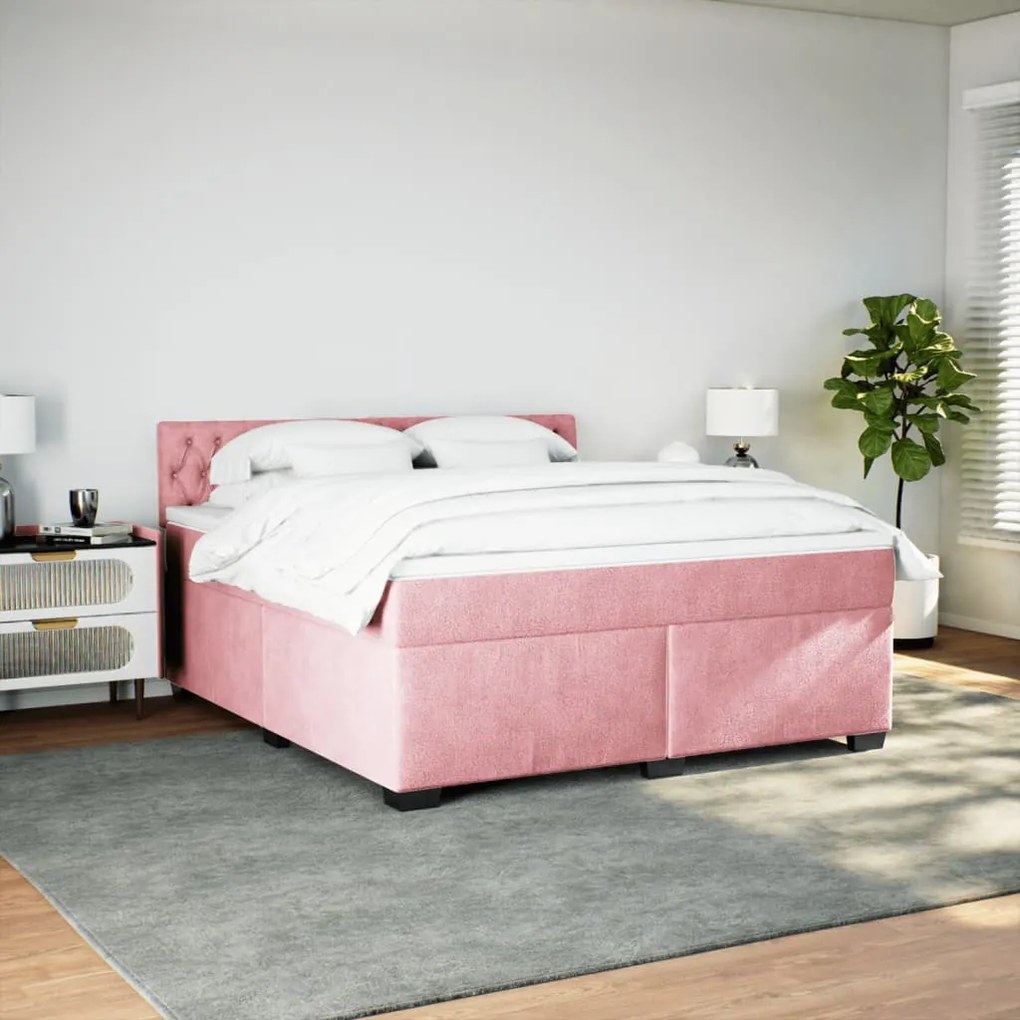 Cama com molas/colchão 180x200 cm veludo rosa