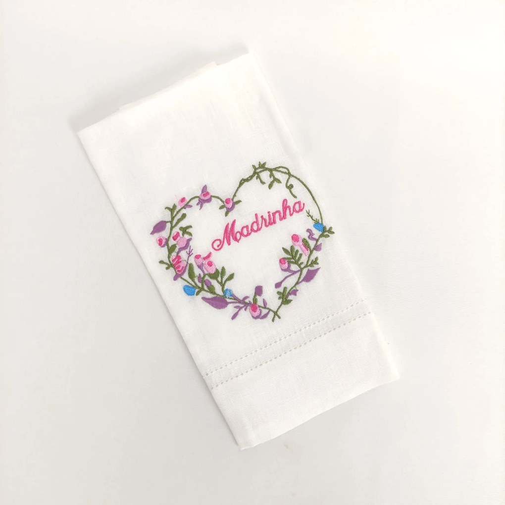 Toalha de Banho Linho JOL Coração com Ponto Aberto Personalizável