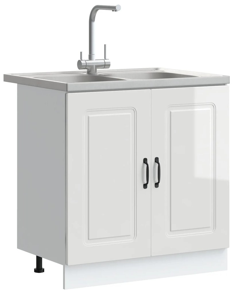 Armário de Cozinha vidaXL "Kalmar" com Pias Duplas em Alto Brilho Bran
