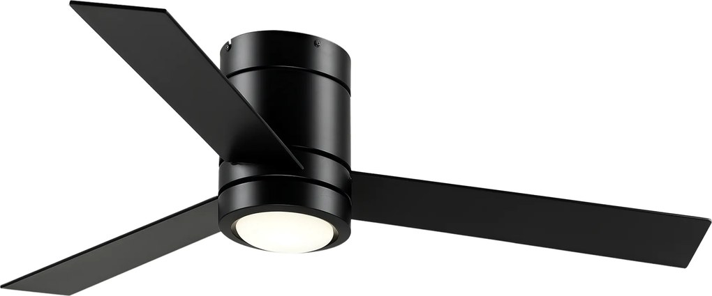 Ventilador de teto 2 em 1 com luz LED, 3 velocidades, silencioso - comando à distância - diâmetro 112 cm, preto