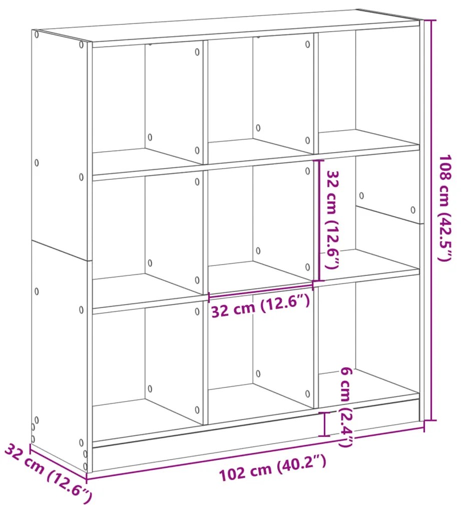 Estante 102x32x108 cm derivados de madeira cinzento cimento