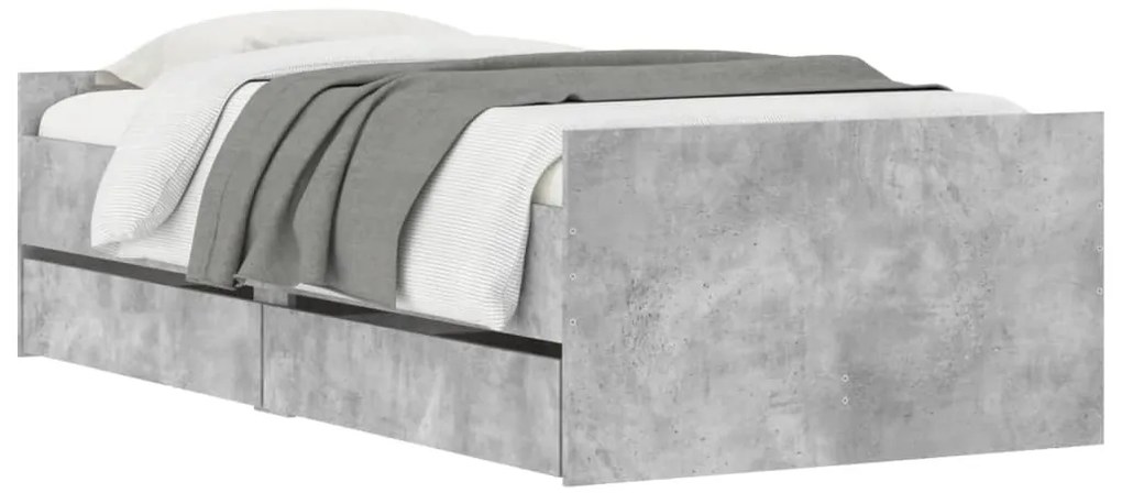Estrutura de cama com gavetas 90x190 cm cinzento-cimento
