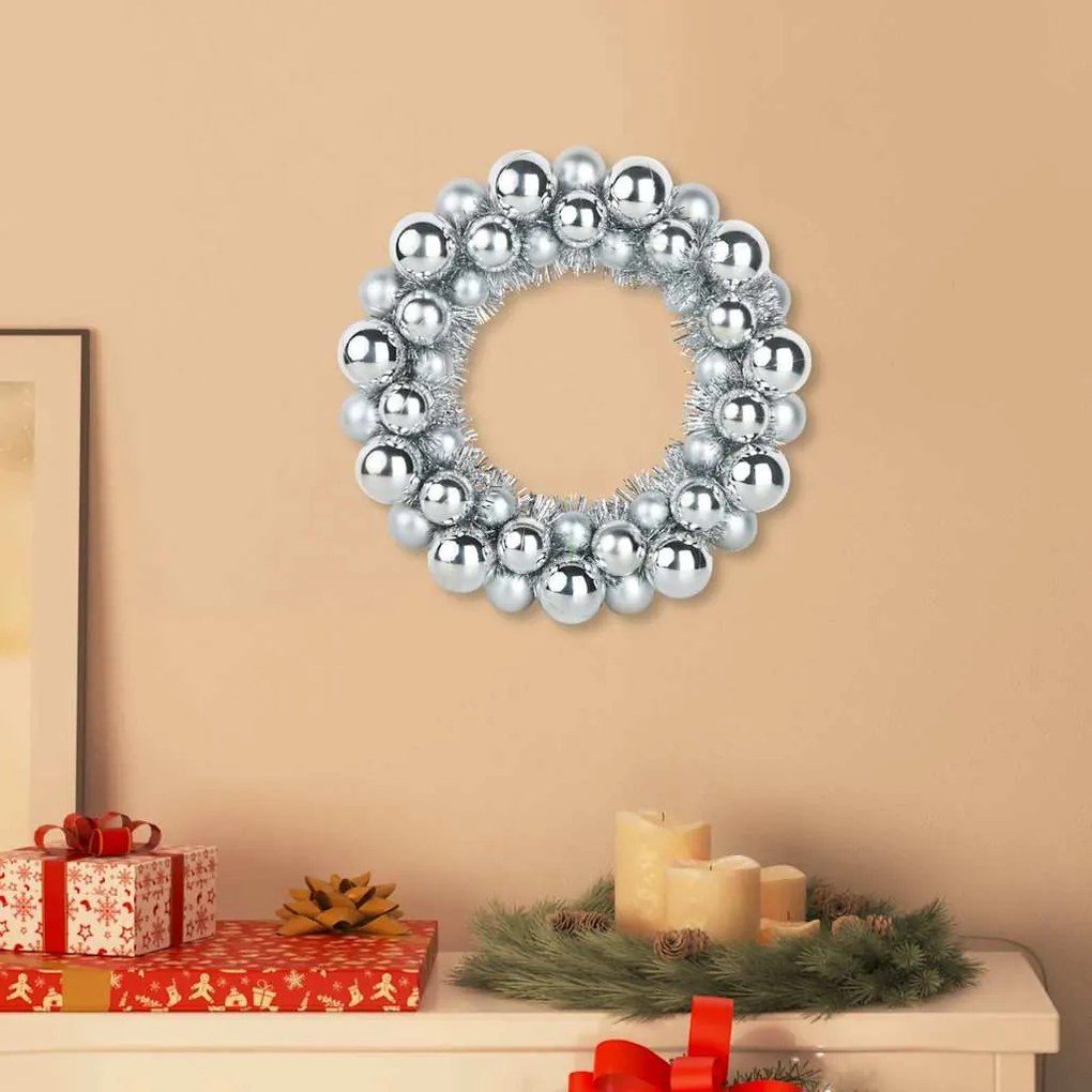 vidaXL Guirlandas de Bolas de Natal 2 pcs Prateado 33 x 33 x 7 cm