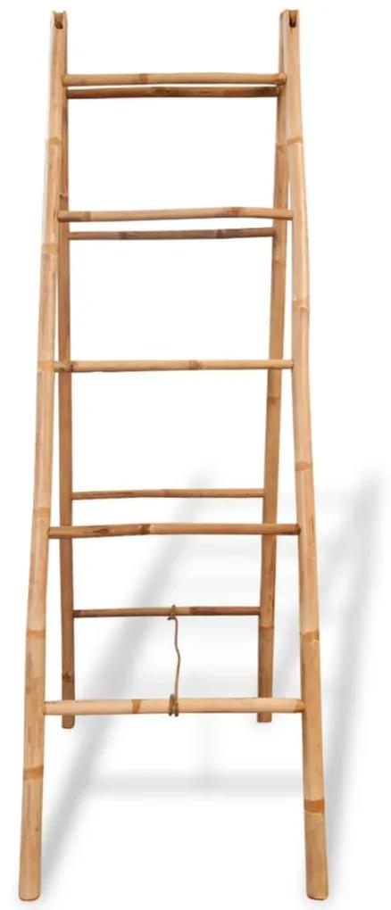 Escada toalheiro dupla com 5 degraus, bambu, 50x160 cm