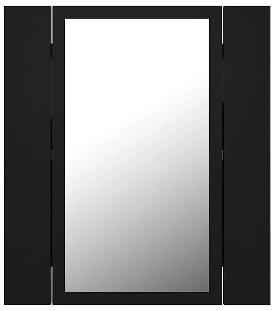 Armário espelhado casa de banho LED 40x12x45 cm acrílico preto