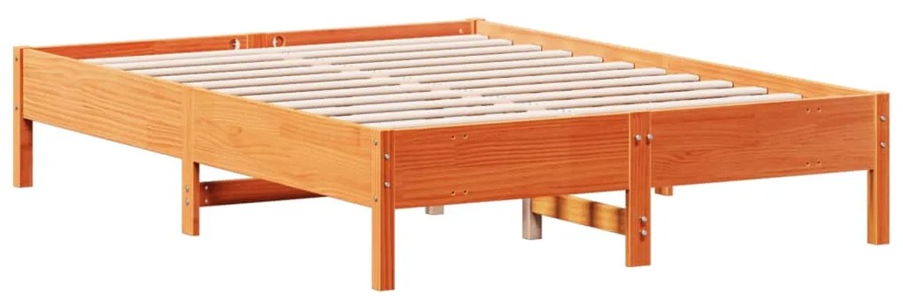 Cama sem colchão 140x190 cm pinho maciço castanho-mel