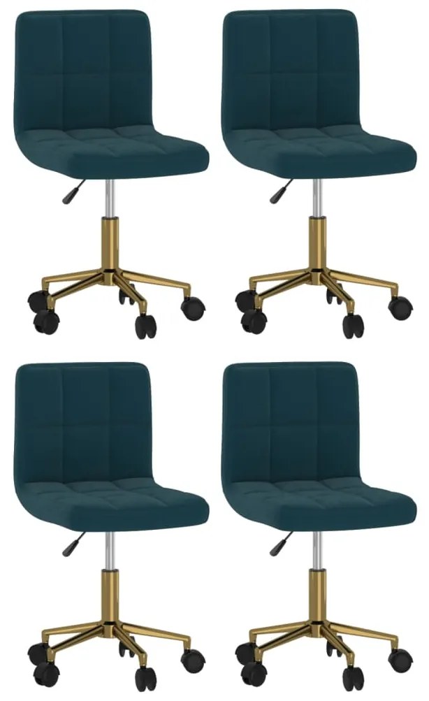 vidaXL Cadeiras de jantar giratórias 4 pcs veludo azul