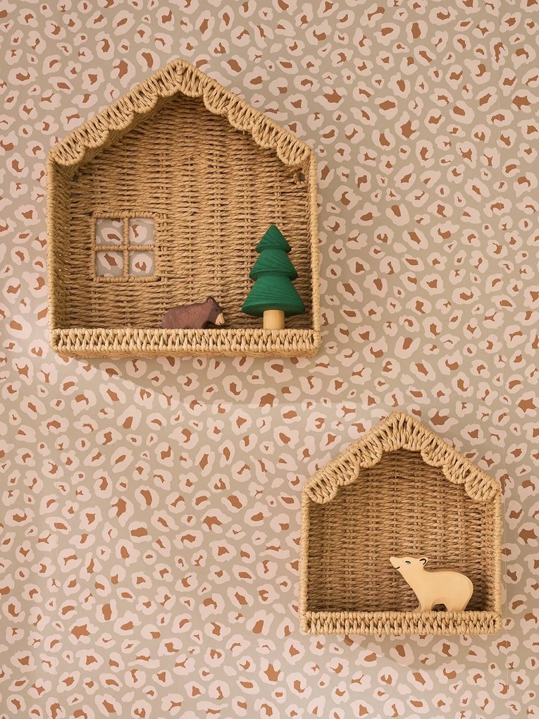 Conjunto de 2 prateleiras em forma de casa, para criança bege