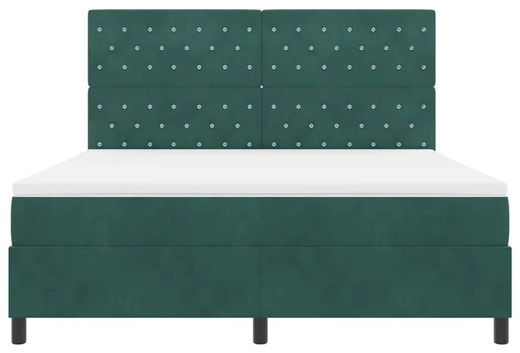 Cama Box Spring vidaXL com Colchão &amp; LED Verde Escuro 180x200 cm Velud