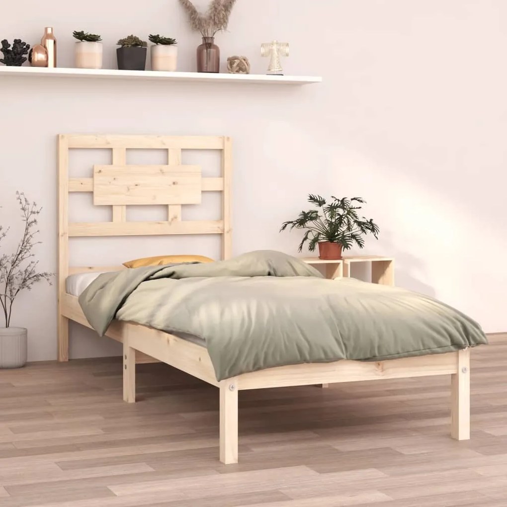 vidaXL Estrutura cama pequena solteiro 75x190 cm madeira maciça