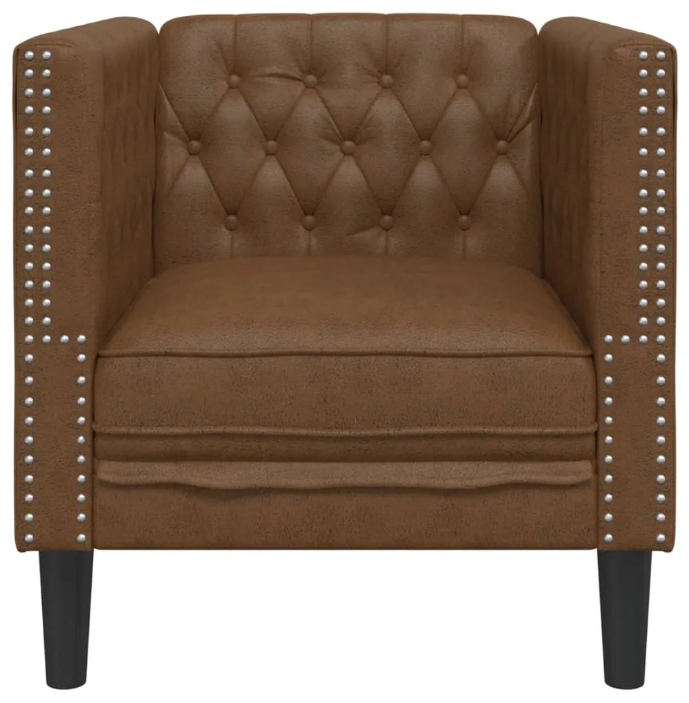 Sofá chesterfield camurça artificial castanho