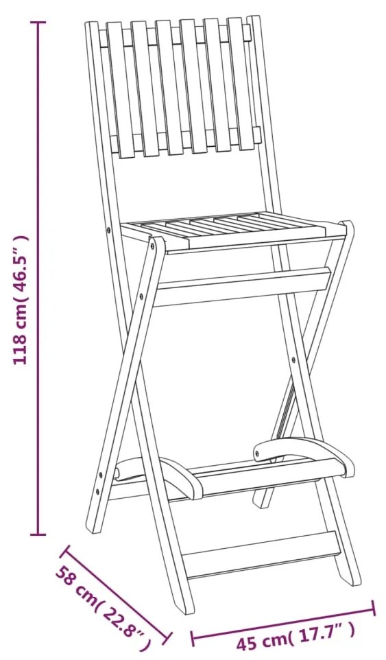 5 pcs conjunto de bar para exterior madeira de acácia maciça