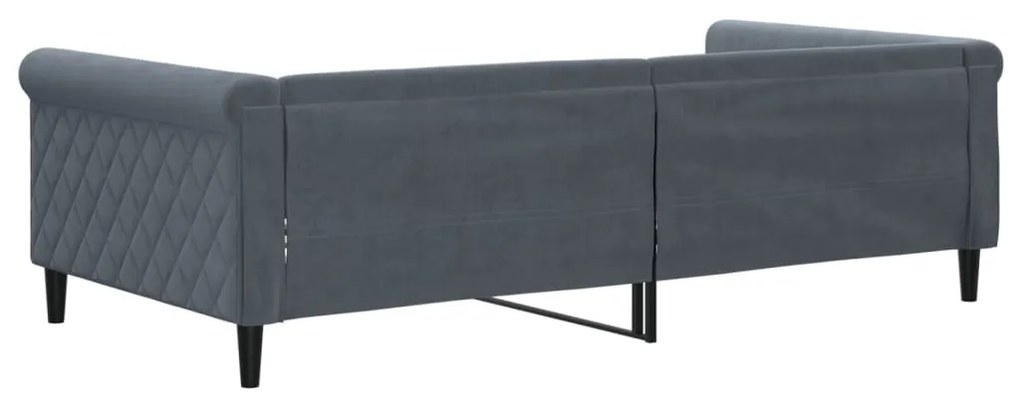 Sofá-cama 100x200 cm veludo cinzento-escuro