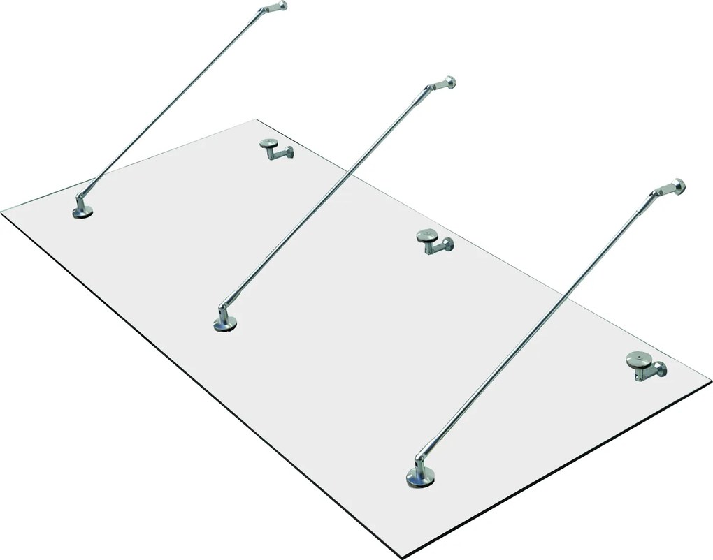 HOMCOM Marquise de vidro para porta, vidro temperado (ESG), aço inoxidável, vidro claro 200x90cm | Aosom Portugal