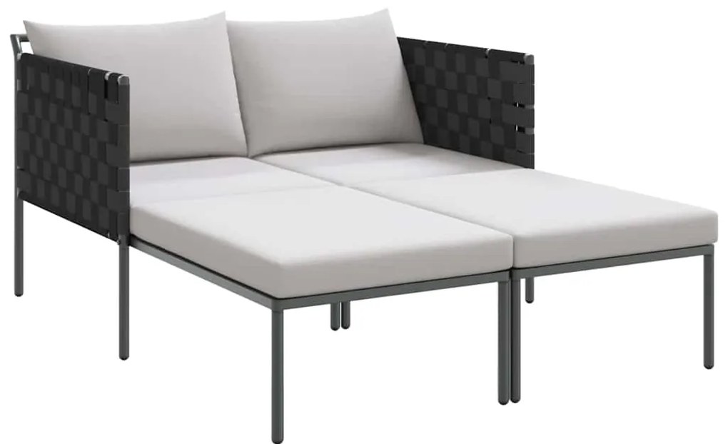 Espreguiçadeira vidaXL com Almofadas para 2 Pessoas Cinza 115x153x69,5