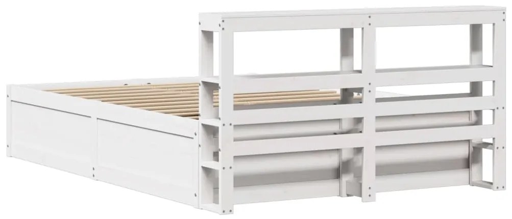 Estrutura cama c/ cabeceira 140x190 cm pinho maciço branco