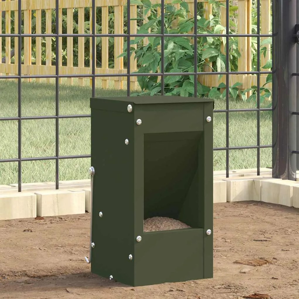 vidaXL Comedouro para Coelhos Verde Oliva 12,5 x 12,5 x 25 cm