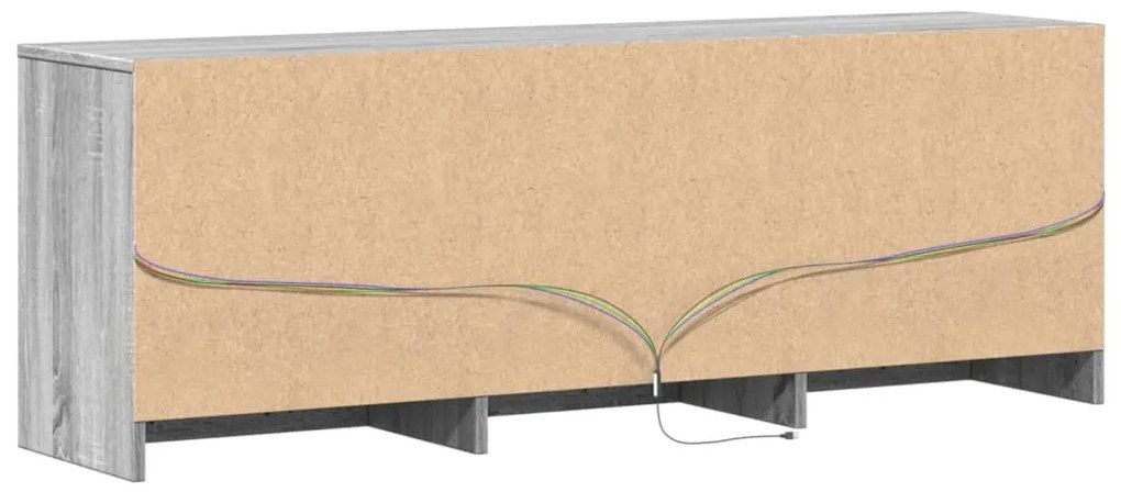 Móvel de TV com luzes LED derivados de madeira cinzento sonoma