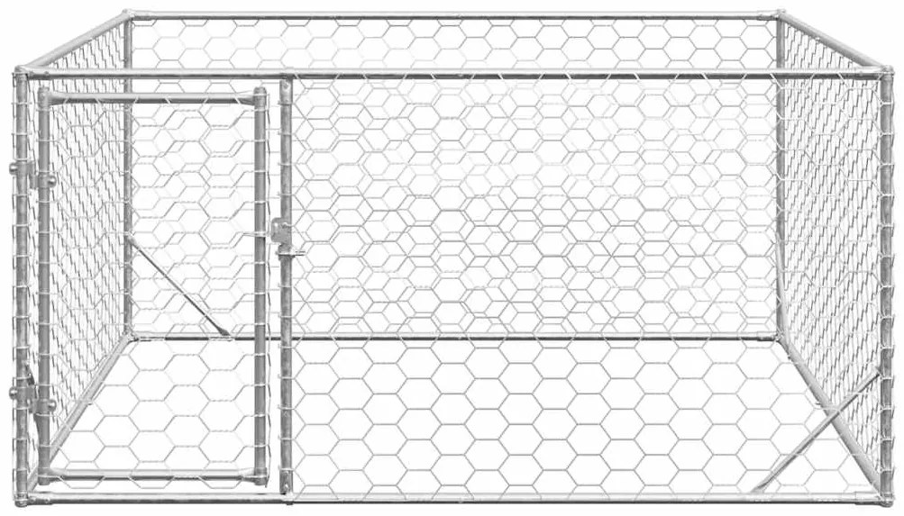 Canil exterior para cães com porta 2x2x1 m aço galvanizado