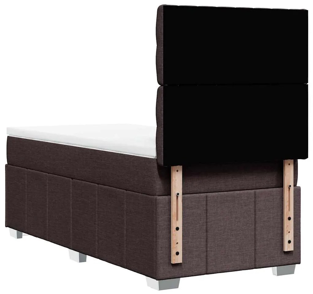 Cama com molas/colchão 90x200 cm tecido castanho-escuro