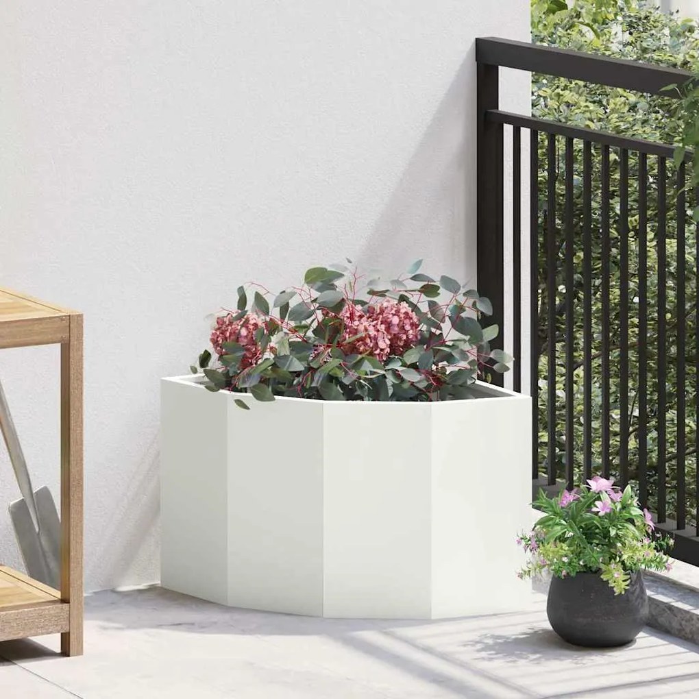 vidaXL Vaso de Canto Branco 45 x 45 x 35 cm Aço