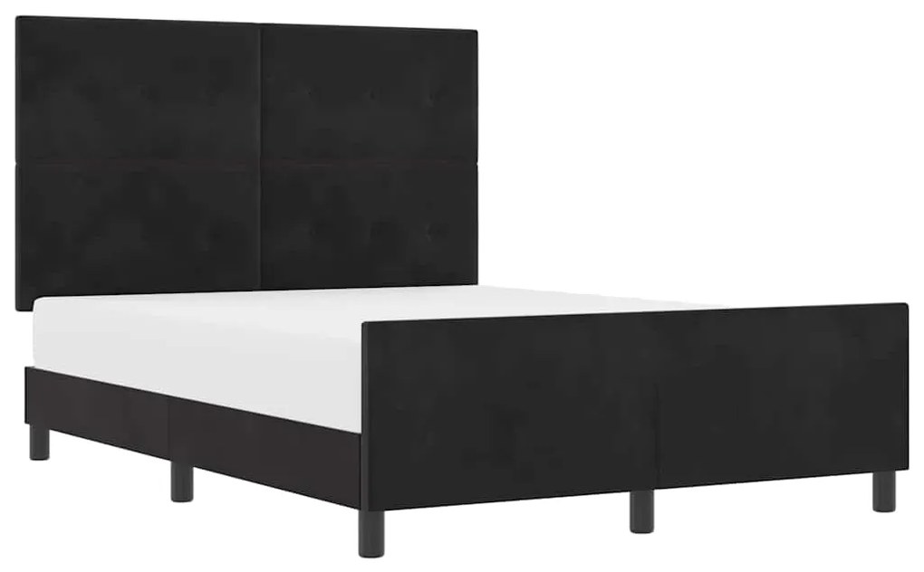 Estrutura de Cama vidaXL Preta 140x190 cm em Veludo