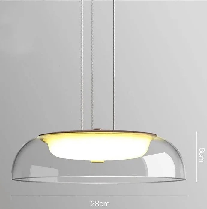 Candeeiro de Teto WITTEN – Ø28x8 cm – Metal e Vidro Transparente com L