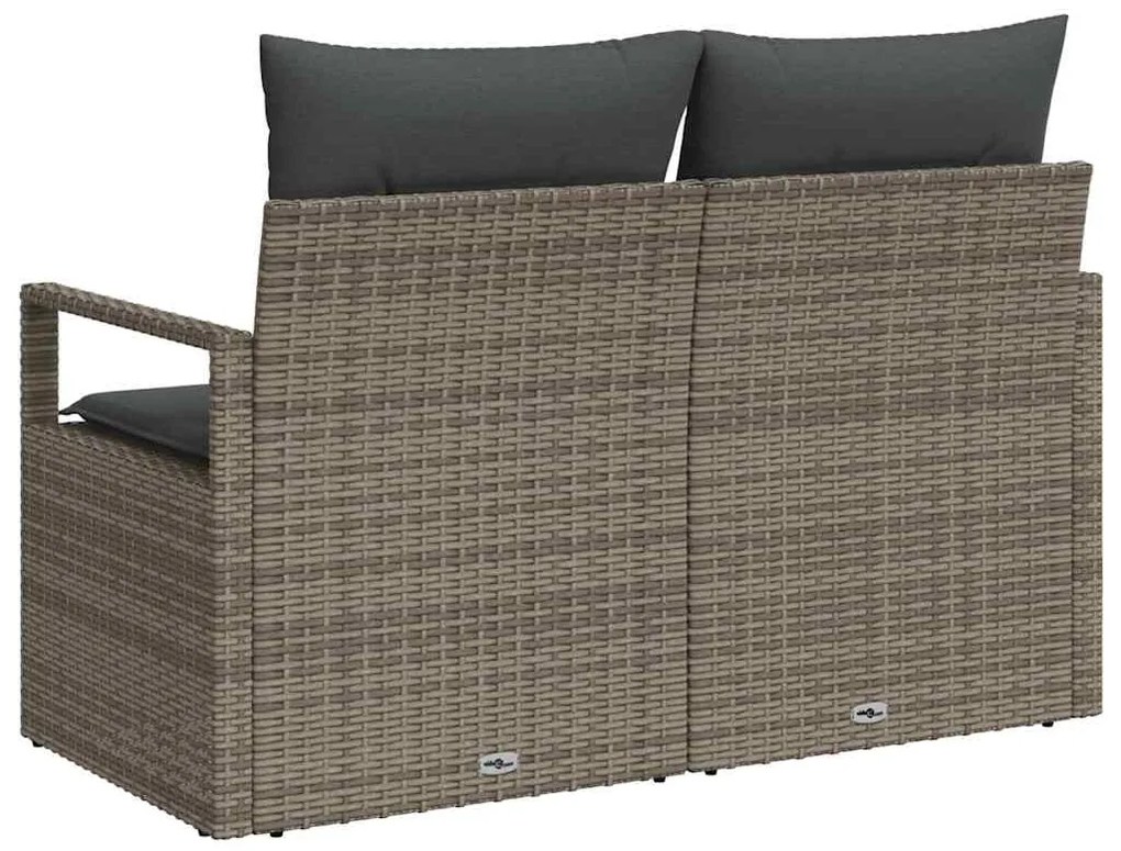 Sofá de Jardim 2 Lugares com Almofadas Cinzento em Rattan