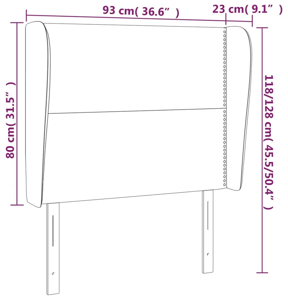 Cabeceira cama c/ abas veludo 93x23x118/128 cm cinzento-escuro