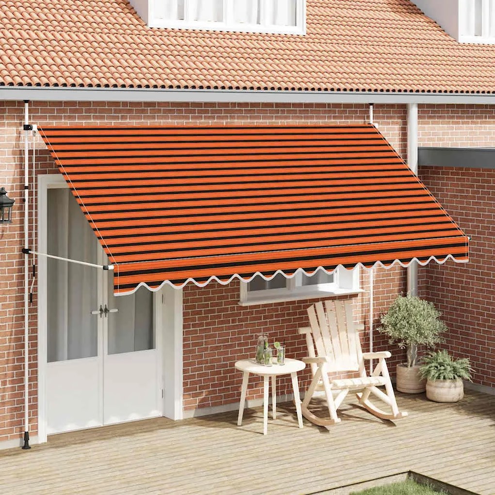Toldo retrátil manual 400 cm laranja e castanho