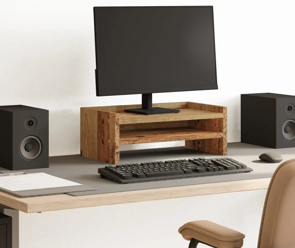 vidaXL Suporte monitor 42x24x16 cm derivados de madeira madeira velha