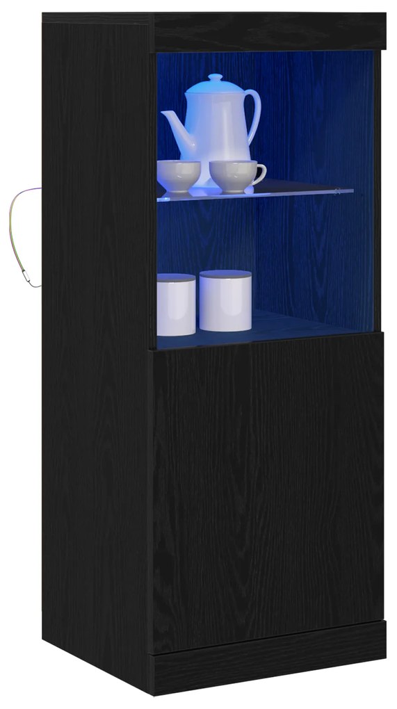 Sideboard vidaXL com Luzes LED Carvalho Preto 41x37x100 cm