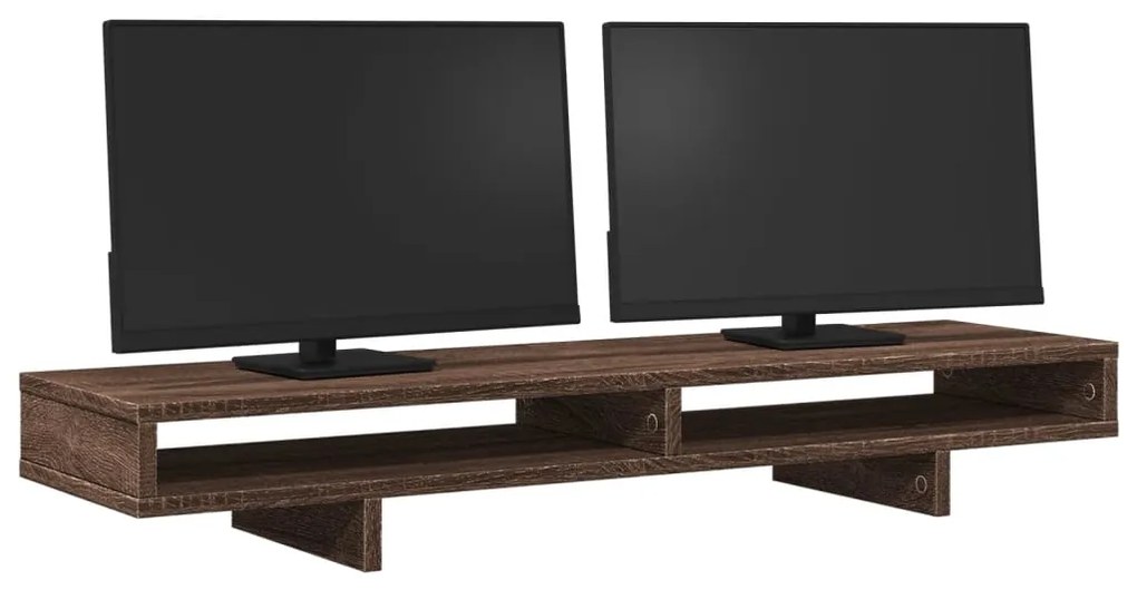 Suporte monitor 100x27x15cm derivados madeira carvalho castanho