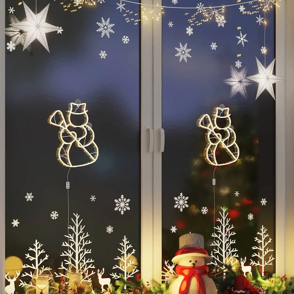Luzes de Natal silhueta boneco neve 2 pcs 35 LEDs branco quente