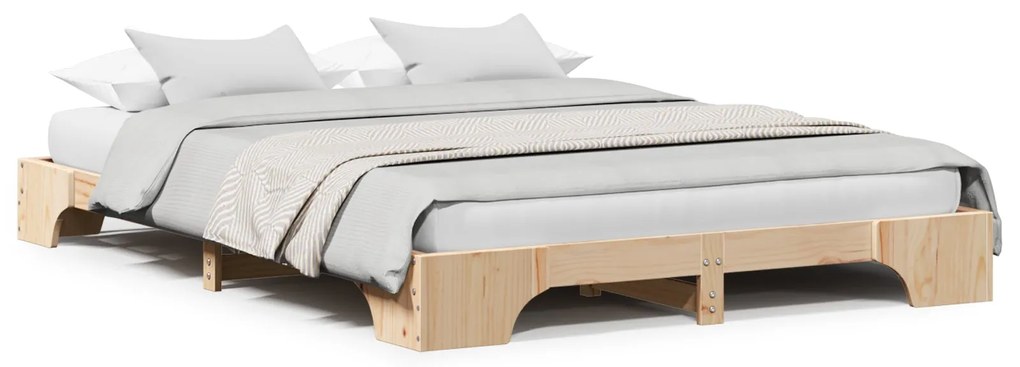 Estrutura de Cama Natural Madeira de Pinho 160 x 200 cm Durável