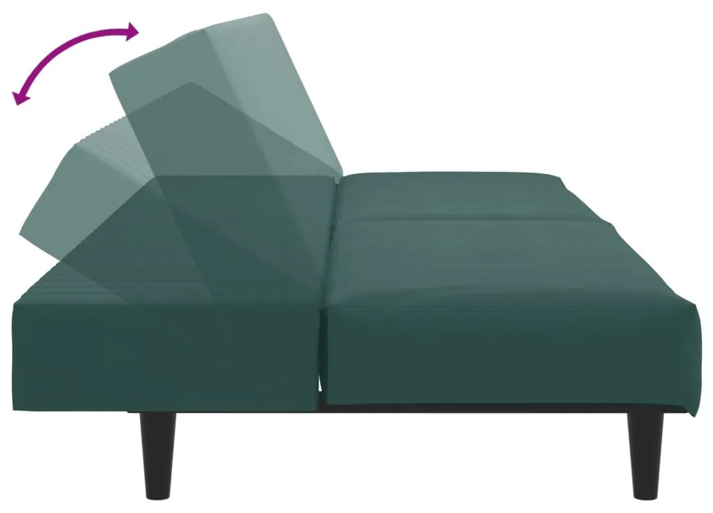2 pcs conjunto de sofás veludo verde-escuro