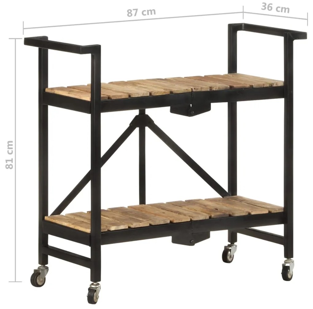 Carrinho de cozinha 87x36x81 cm madeira de mangueira maciça