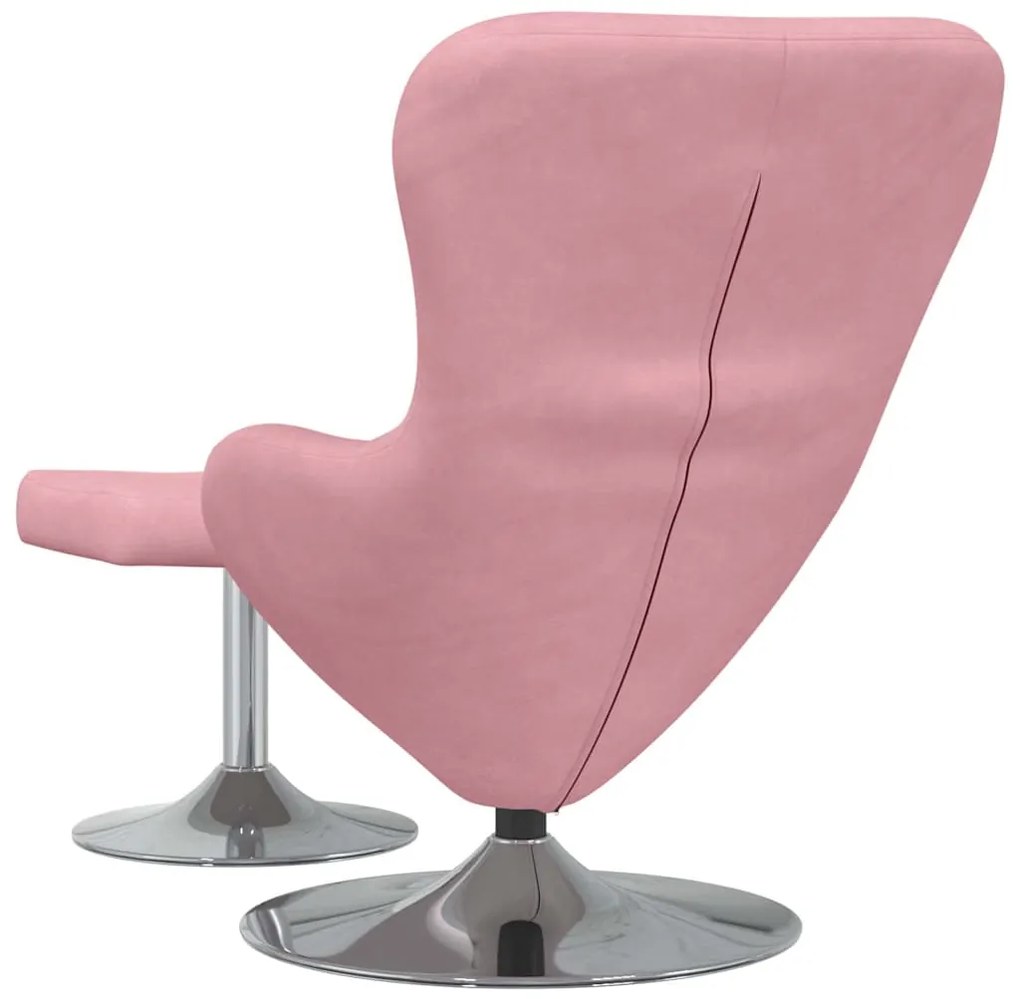 Cadeira de Ovo vidaXL com Puff Veludo Rosa