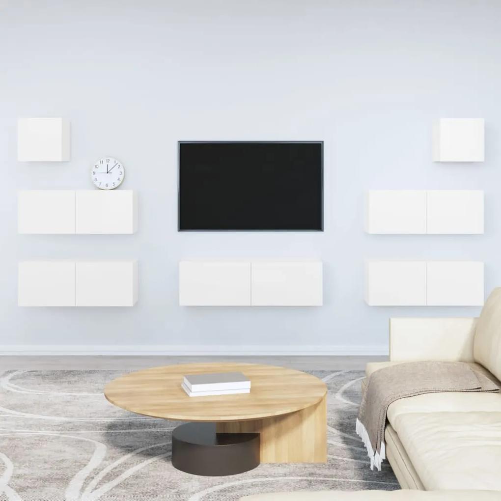 7 pcs conjunto móveis TV derivados de madeira branco brilhante